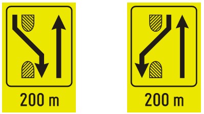 Znakovi predznak za preusmeravanje saobraćaja na putu sa fizi?ki razdvojenim kolovozimaIII-89.2 III-
